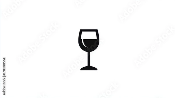 Fototapeta Premium photo of black vector icon of a wine glass on a white background, in a simple minimalistic style. This design concept could be used as a logo, pictogram, or pictorial.