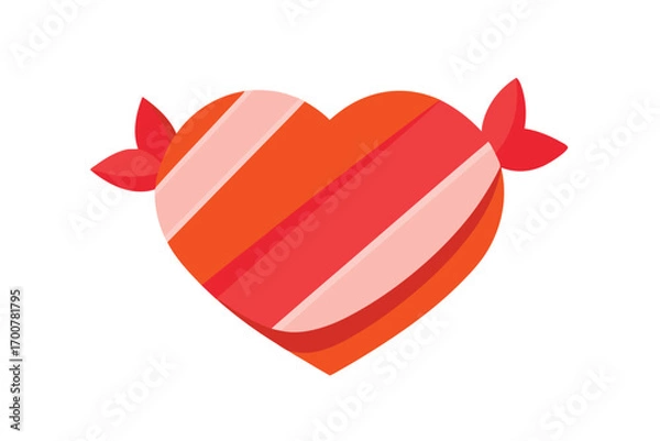 Fototapeta Striped Heart Candy with Red Wrappers on a White Background for Valentines