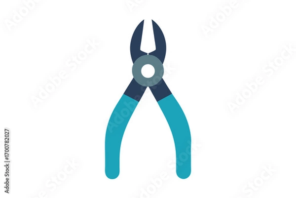 Fototapeta Isolated blue handled pliers tool for gripping cutting or crafting on white