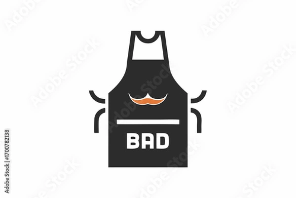 Fototapeta Illustration of a black apron with an orange mustache and the word BAD