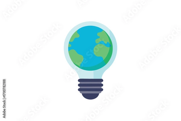 Fototapeta A lightbulb filled with a green and blue world, representing ecology