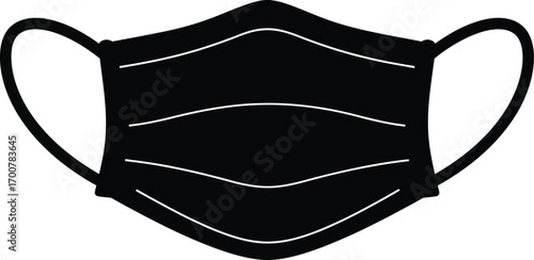 Fototapeta Simple black face mask vector illustration scalable healthcare protection icon eps