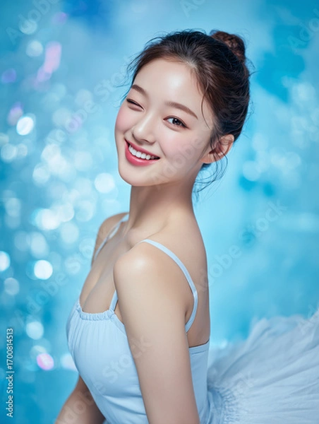 Obraz キュートなウィンクが映えるバレエコアファッションの女の子