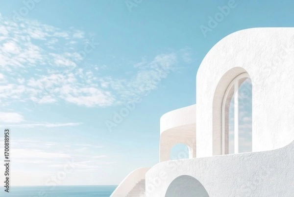 Obraz Modern architecture overlooking serene ocean view