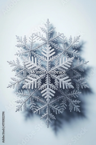 Obraz Cluster of intricate snowflakes, "Winter Embrace" text.
