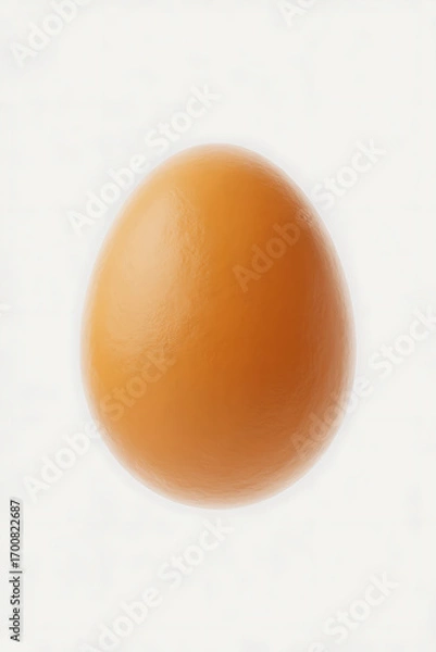 Obraz Single, light orange egg against white background.
