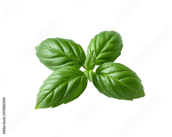 Fototapeta Striking studio shot showcasing the fresh green basil leaves against a deep dramatic setting