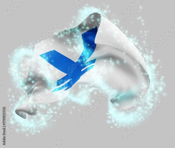 Fototapeta Yen, vector 3d flag in whirlwind of magical radiance
