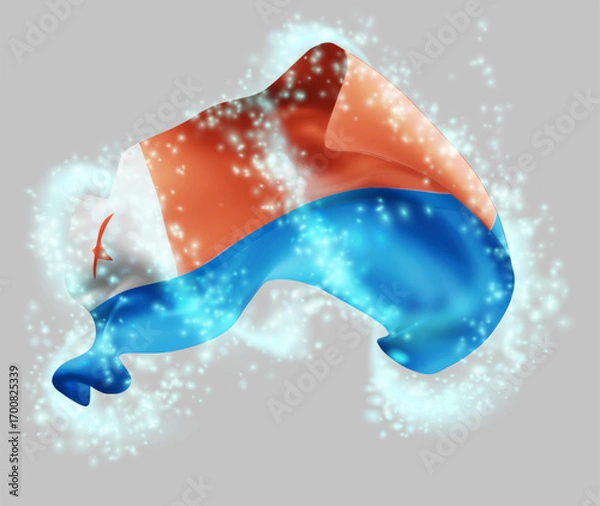 Fototapeta Chile, vector 3d flag in whirlwind of magical radiance
