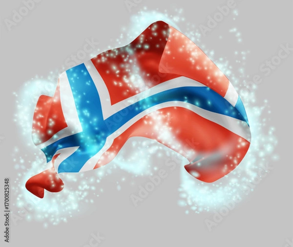 Fototapeta Norway, vector 3d flag in whirlwind of magical radiance