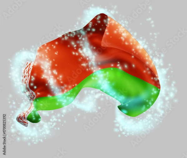 Fototapeta Belarus, vector 3d flag in whirlwind of magical radiance
