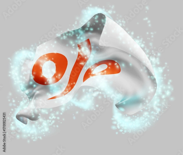 Fototapeta percent, sale, vector 3d flag in whirlwind of magical radiance