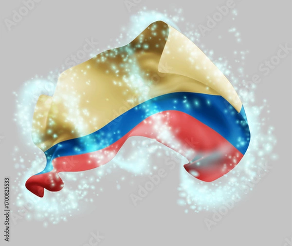 Fototapeta Colombia, vector 3d flag in whirlwind of magical radiance