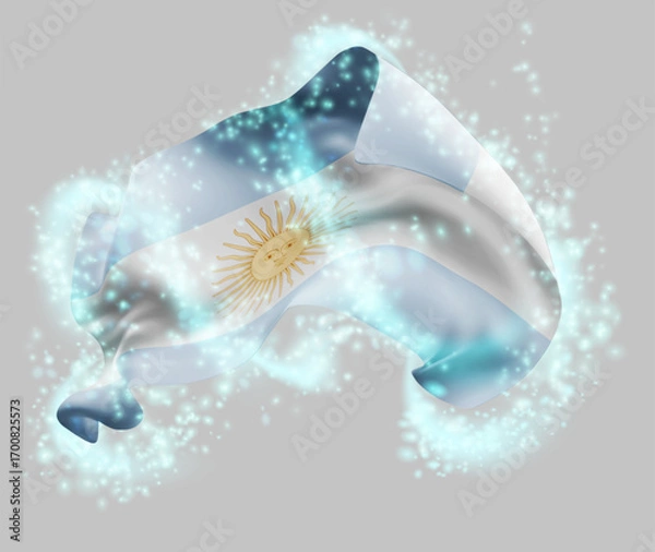 Fototapeta Argentina, vector 3d flag in whirlwind of magical radiance