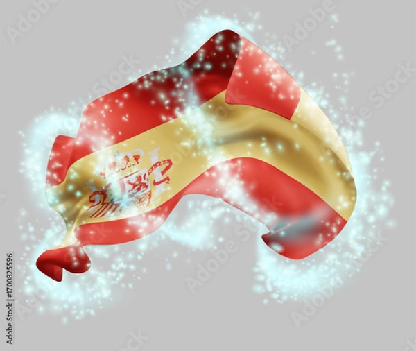 Fototapeta Spain, vector 3d flag in whirlwind of magical radiance