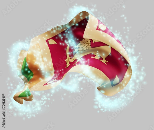 Fototapeta Sri Lanka, vector 3d flag in whirlwind of magical radiance