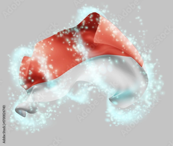 Fototapeta Indonesia, Monaco, vector 3d flag in whirlwind of magical radiance