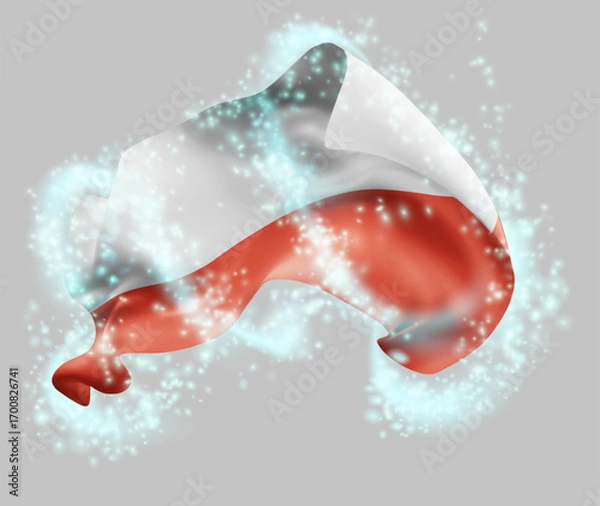 Fototapeta Poland, vector 3d flag in whirlwind of magical radiance