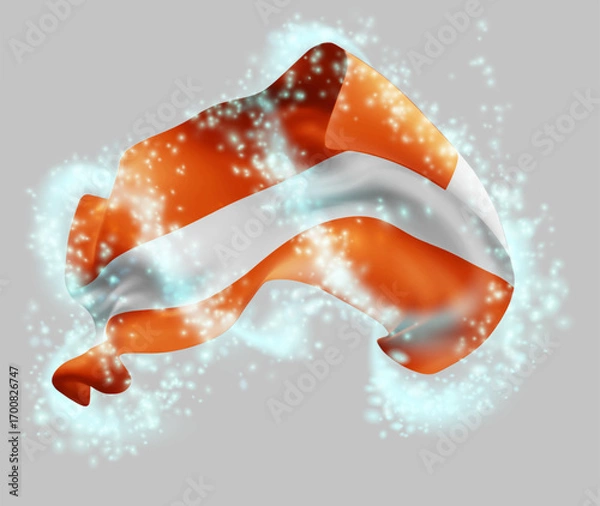 Fototapeta Austria, vector 3d flag in whirlwind of magical radiance