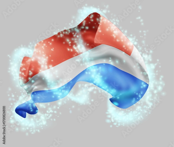 Fototapeta Netherlands, vector 3d flag in whirlwind of magical radiance
