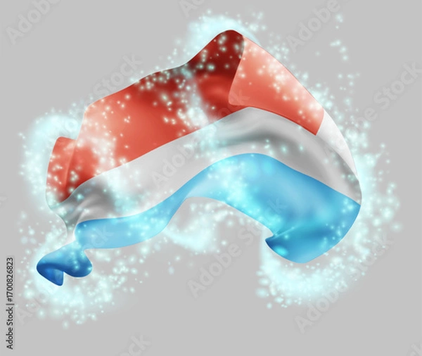 Fototapeta Luxembourg, vector 3d flag in whirlwind of magical radiance