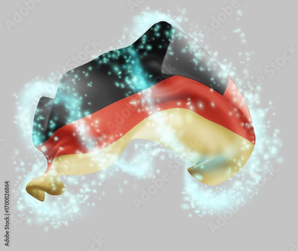 Fototapeta Germany, vector 3d flag in whirlwind of magical radiance