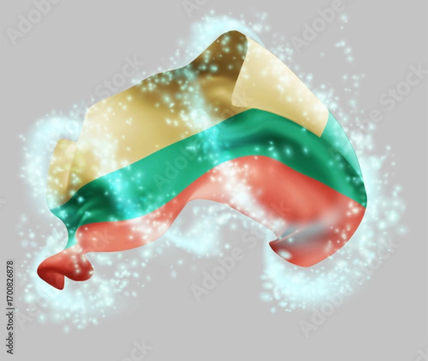 Fototapeta Lithuania, vector 3d flag in whirlwind of magical radiance