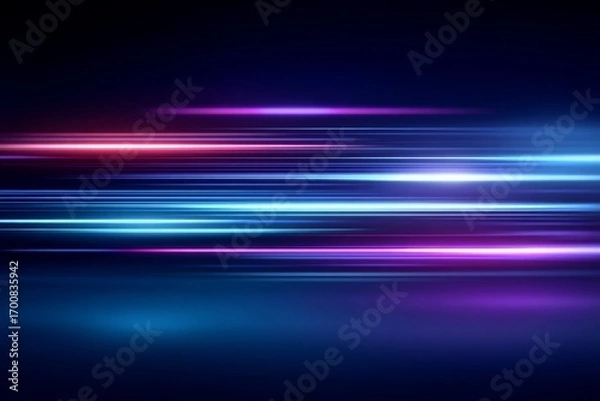 Fototapeta Abstract neon light streaks in dynamic dark background