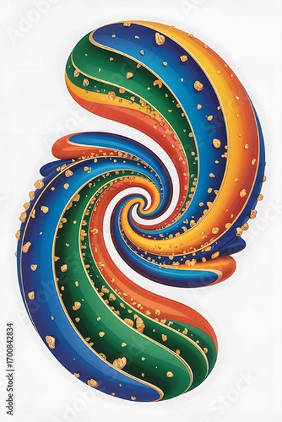 Obraz Colorful, swirling forms in vibrant colors, gold details.
