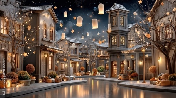 Fototapeta Surreal Halloween fantasy scene with realistic elements and vivid detail.