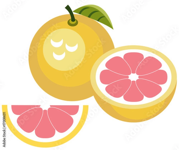Fototapeta Grapefruit with half and slice