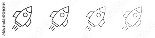 Fototapeta Rocket launch icon illustration symbol. thin line symbol on white background - editable stroke vector