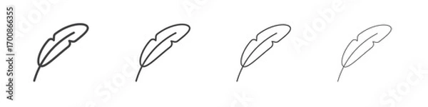 Fototapeta Feather icon illustration symbol. thin line symbol on white background - editable stroke vector