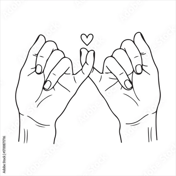 Fototapeta Pinky Promise Illustration Symbolizing Connection and Commitment Depicting Two Hands Interlocked in a Gesture of Friendship and Trust
