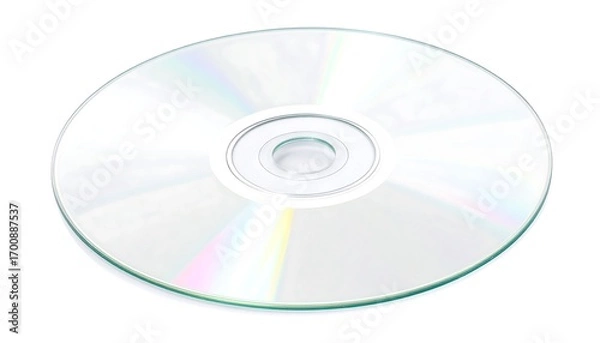 Obraz Close-up of a clear optical disc, showcasing its reflective surface and intricate design.