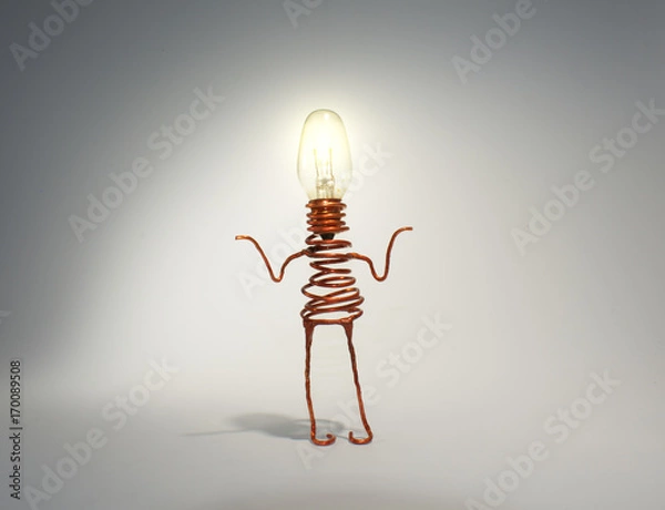 Obraz light globe idea robot shrugging