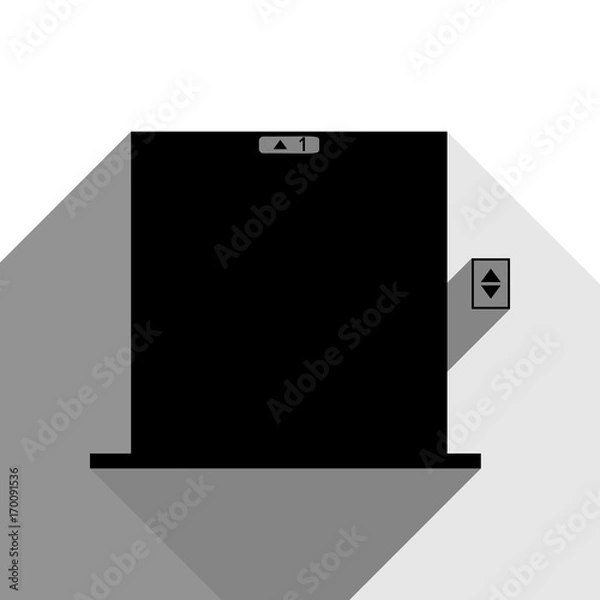 Fototapeta Elevators door sign. Vector. Black icon with two flat gray shadows on white background.