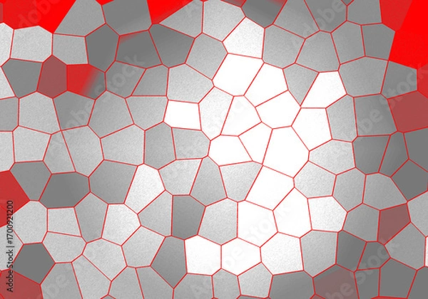 Fototapeta A vibrant red seamless geometric hexagon pattern with a honeycomb texture and 3D illustration is ideal for modern wallpaper or technology-themed backdrops