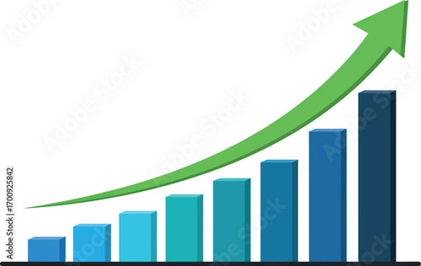 Fototapeta Positive business performance chart with a green success arrow.