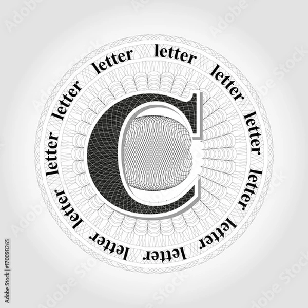 Fototapeta Векторная розетка в стиле гильош.  Абстрактная конструкция гильошированного письма.