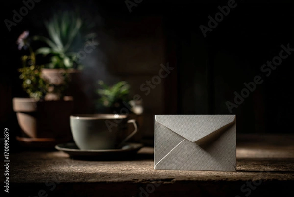 Fototapeta heartfelt love letter rests on wooden desk creating warm and inviting atmosphere