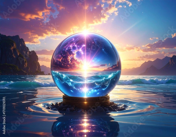 Obraz 水面にある神秘的な水晶玉　占い