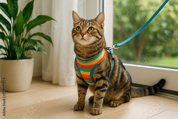 Obraz cat with leash