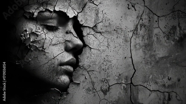 Obraz Face in cracked wall