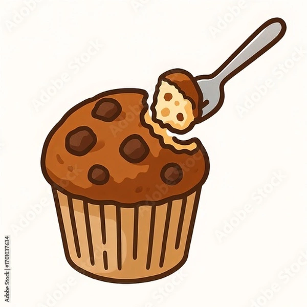 Fototapeta チョコカラーのマフィンの挿絵イラスト