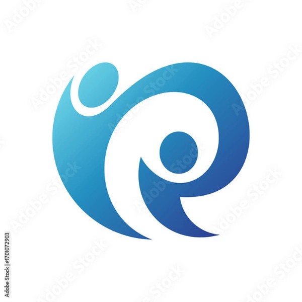 Fototapeta family logo icon vector with letter R element in flat style design