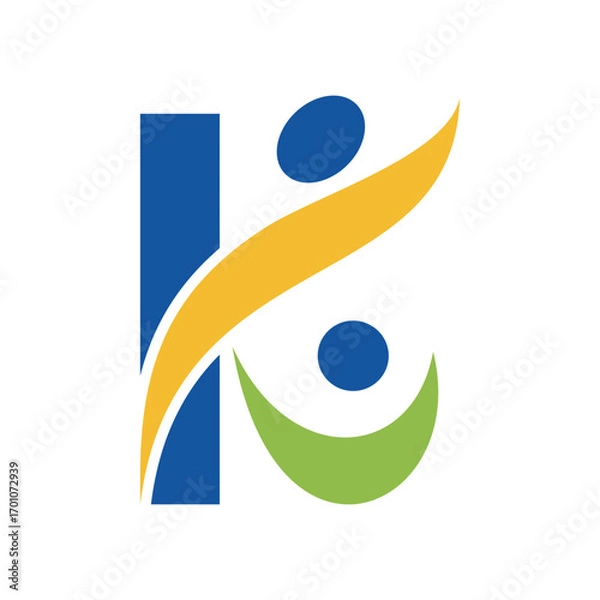 Fototapeta modern person logo icon vector with letter K element in flat style design
