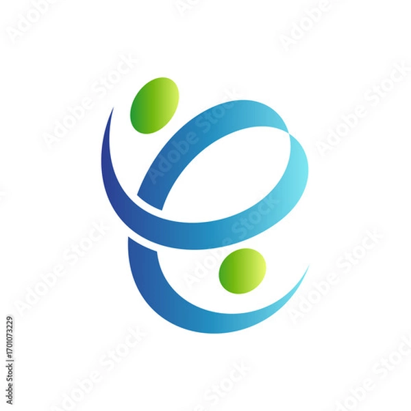 Fototapeta modern people logo icon vector with letter e element in flat style design