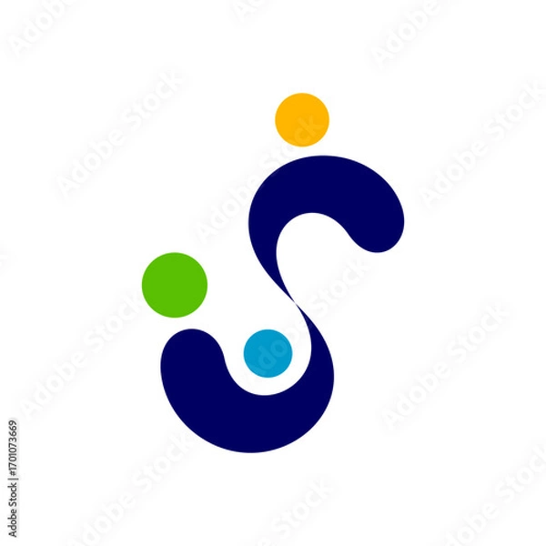 Fototapeta family logo icon vector with letter S element in flat style design