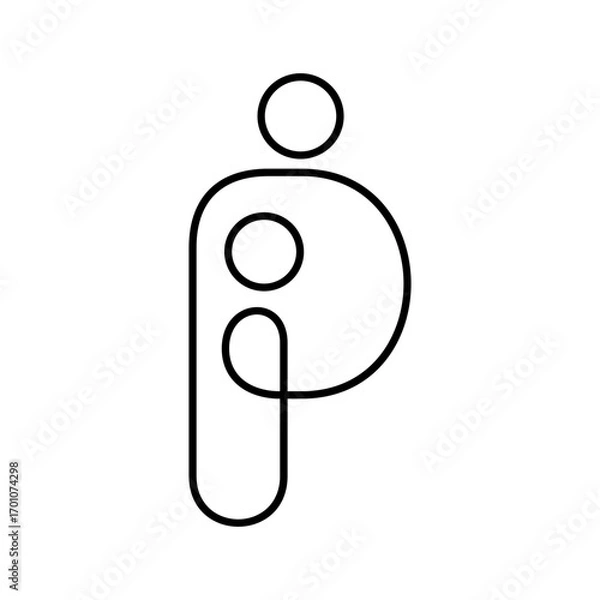 Fototapeta luxury people logo icon vector with letter P element in line style design